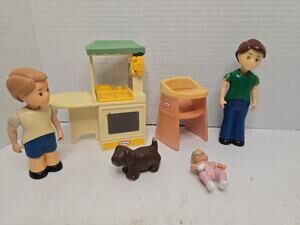 Vintage 90s Little Tikes Dollhouse Miniature LOT Victorian Dollhouse/kitchen